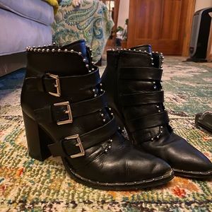 Black buckle booties
